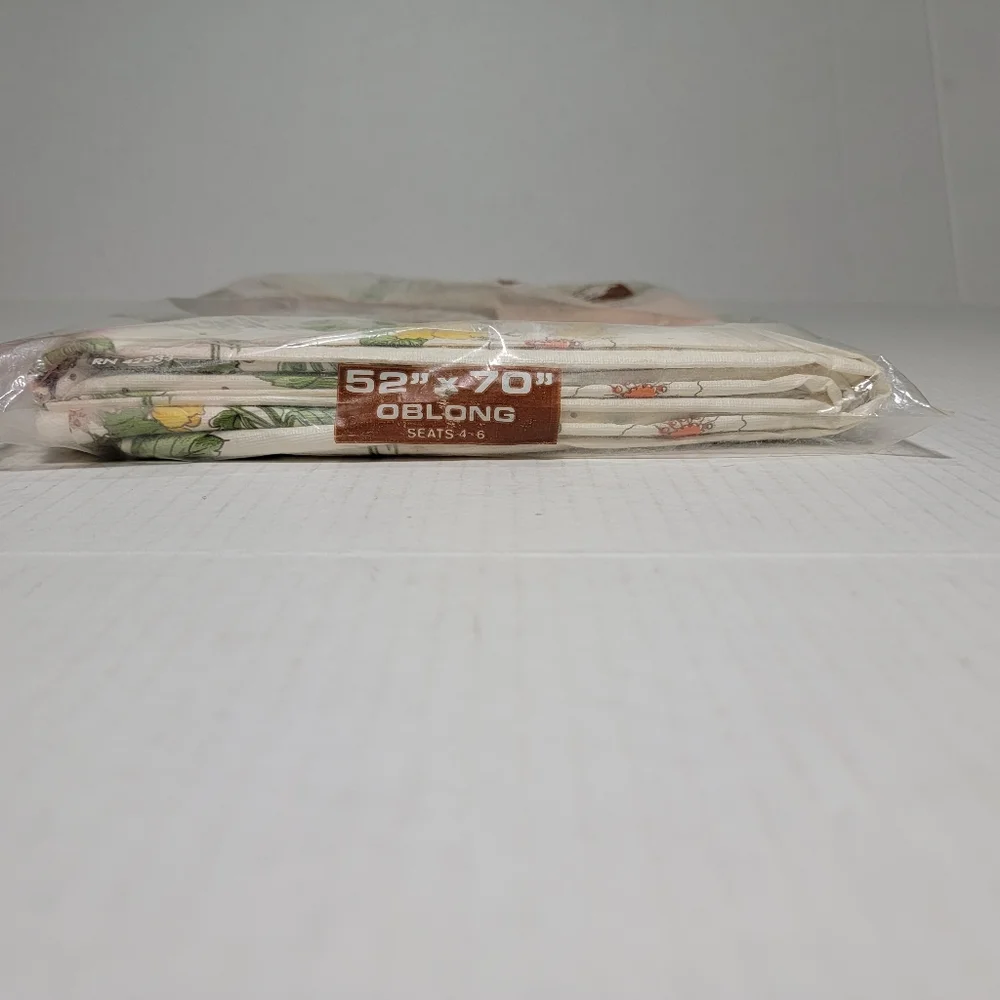 Vinyl Tablecloth Shabby Cottage Chic House and Garden Colors 52 x70 Oblong